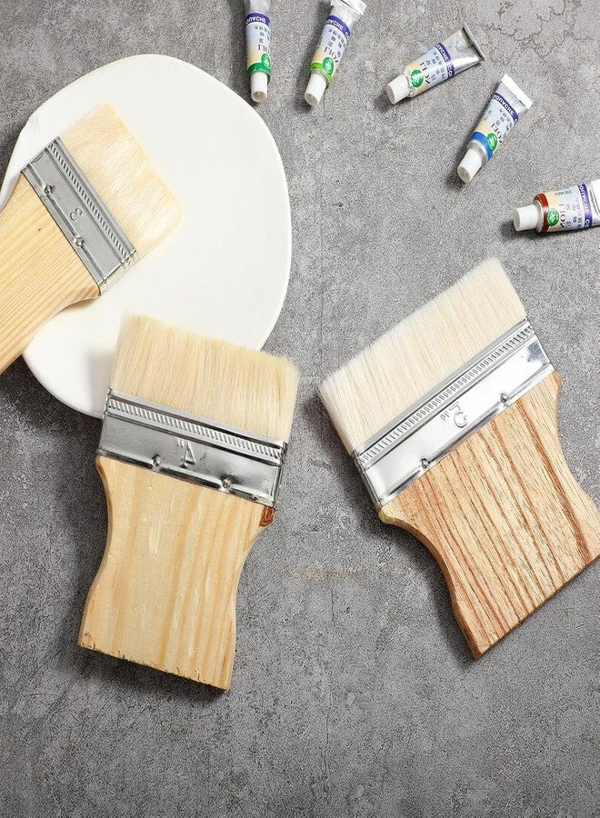RupeeRise 3 Pcs Large Paint Brushs with Wooden Handle, Flat Brush Set for Painting, Paint Brush Set for Acrylic Painting, Walls and Furniture, 3/4/5 Inch - Image 2